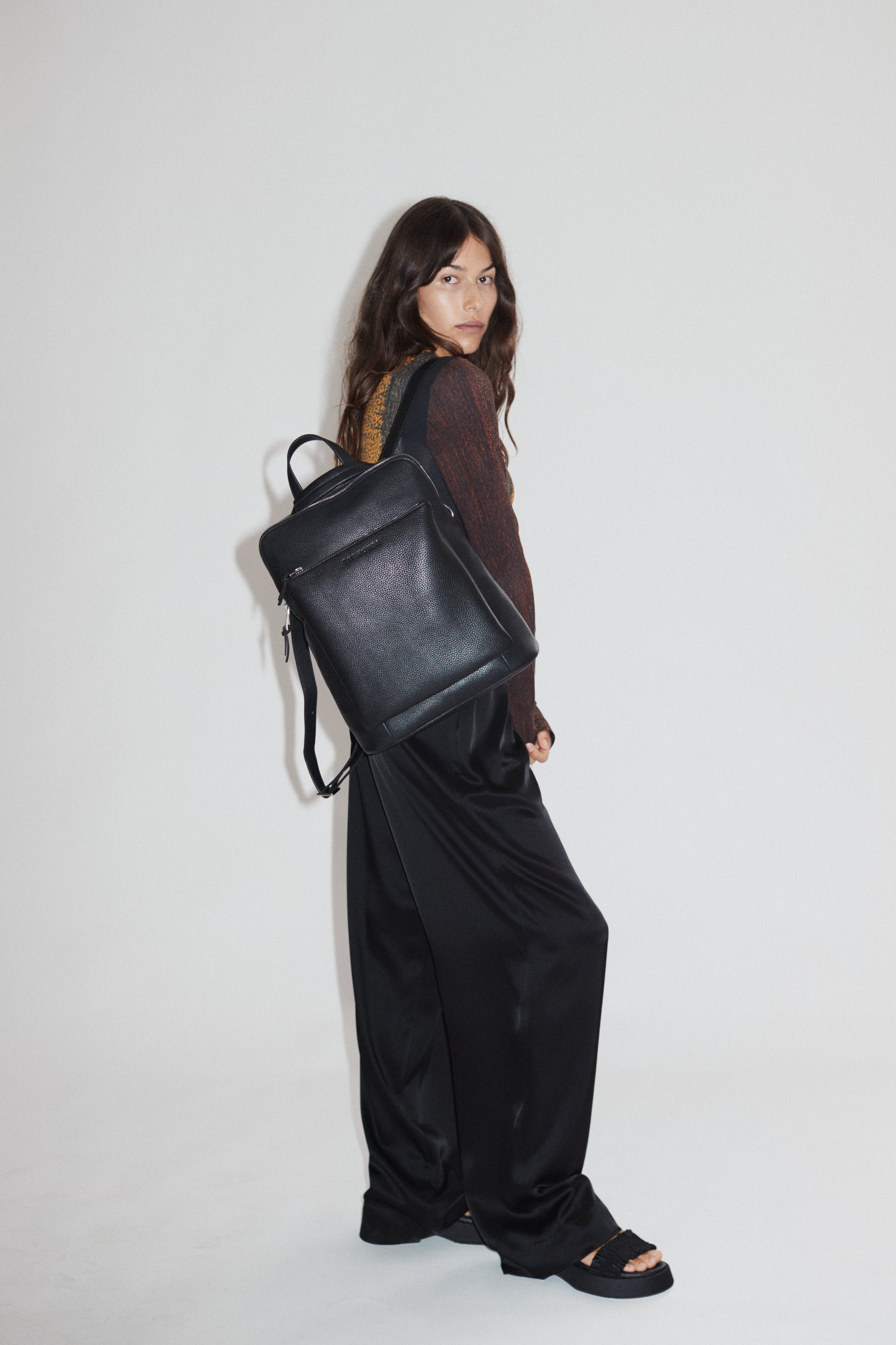 Backpack: Black Pebbled Leather