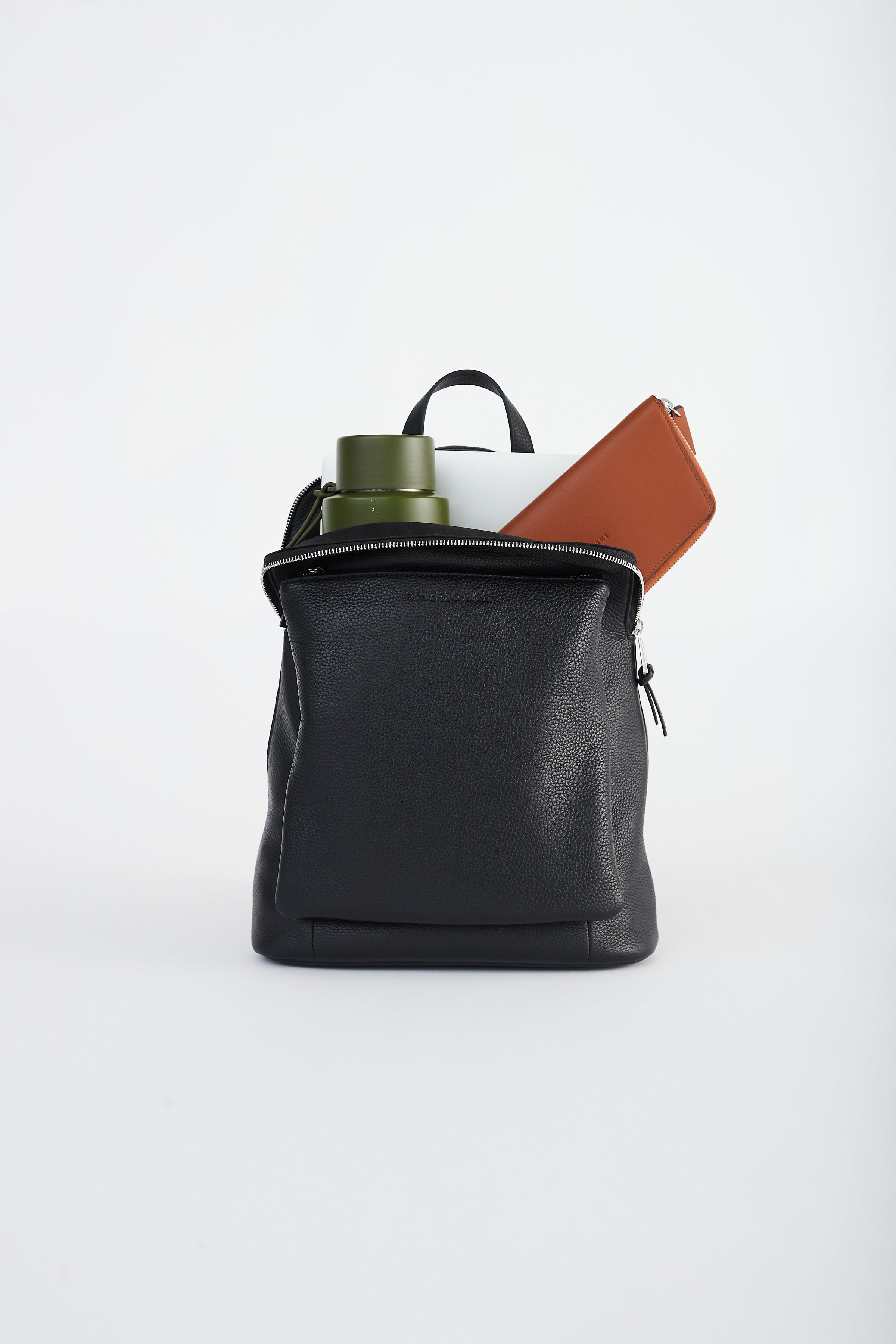 Backpack: Black Pebbled Leather