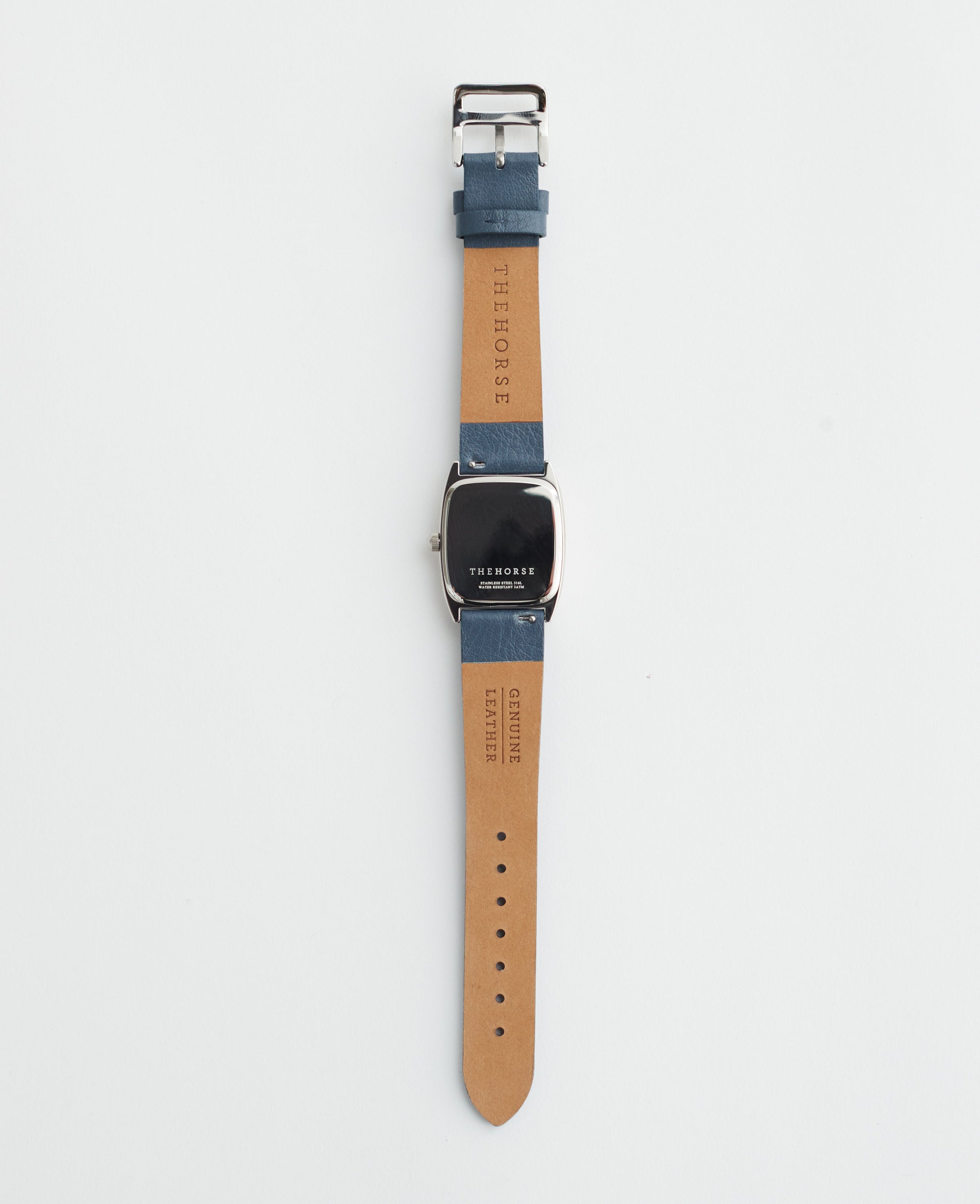 The Dress Watch: Polished Silver / White Dial / Stonewash Leather