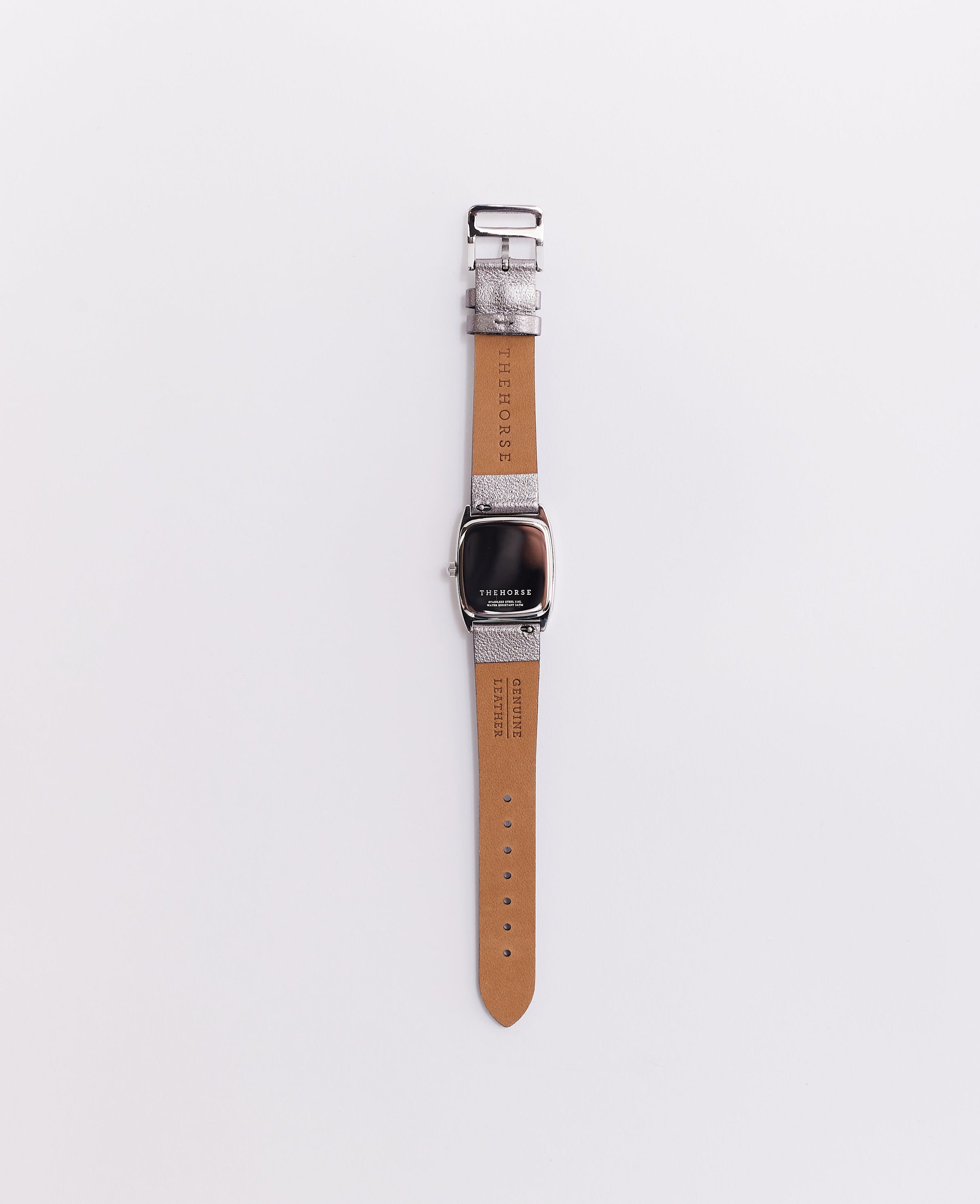 The Dress Watch: Polished Silver / White Dial / Silver Leather