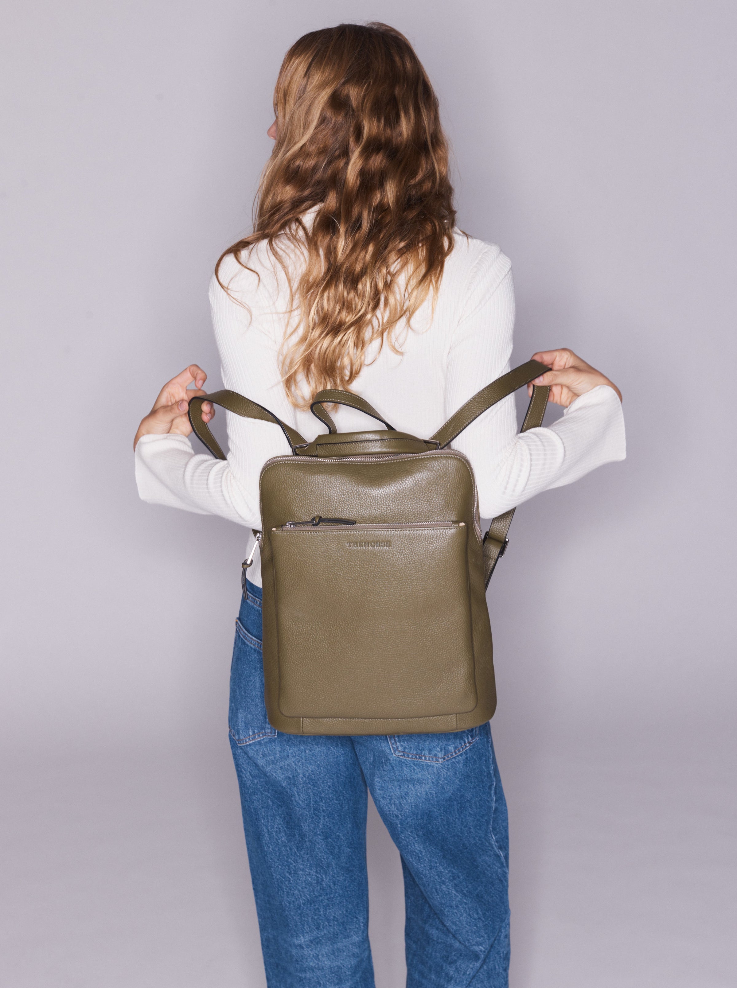 Backpack: Olive Pebbled Leather