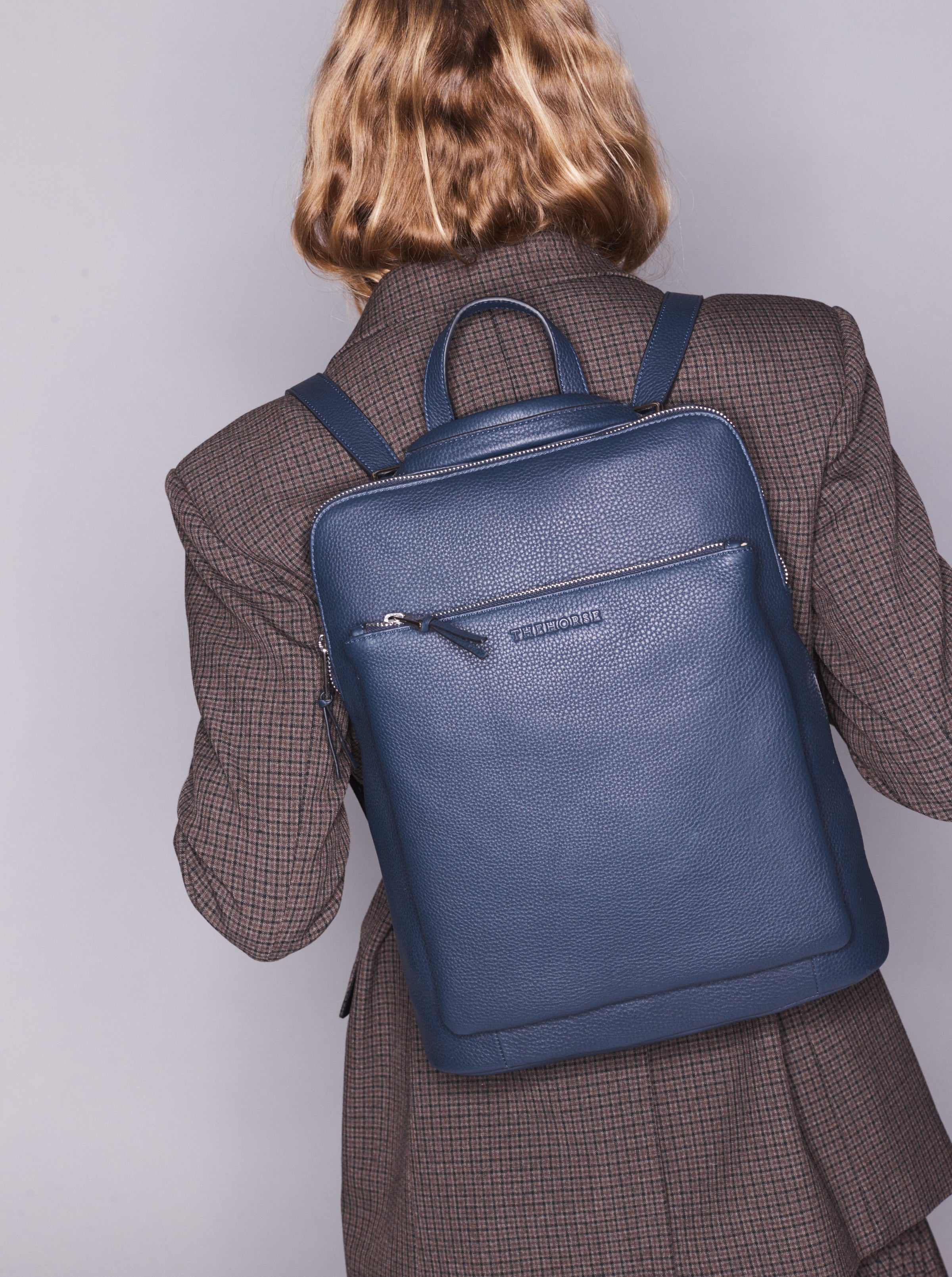 Backpack: Dark Navy Pebbled Leather