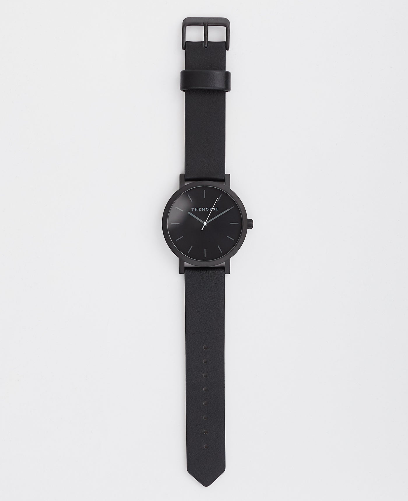 The Original Watch Matte Black / Black Sunray / Black Leather Strap by The Horse