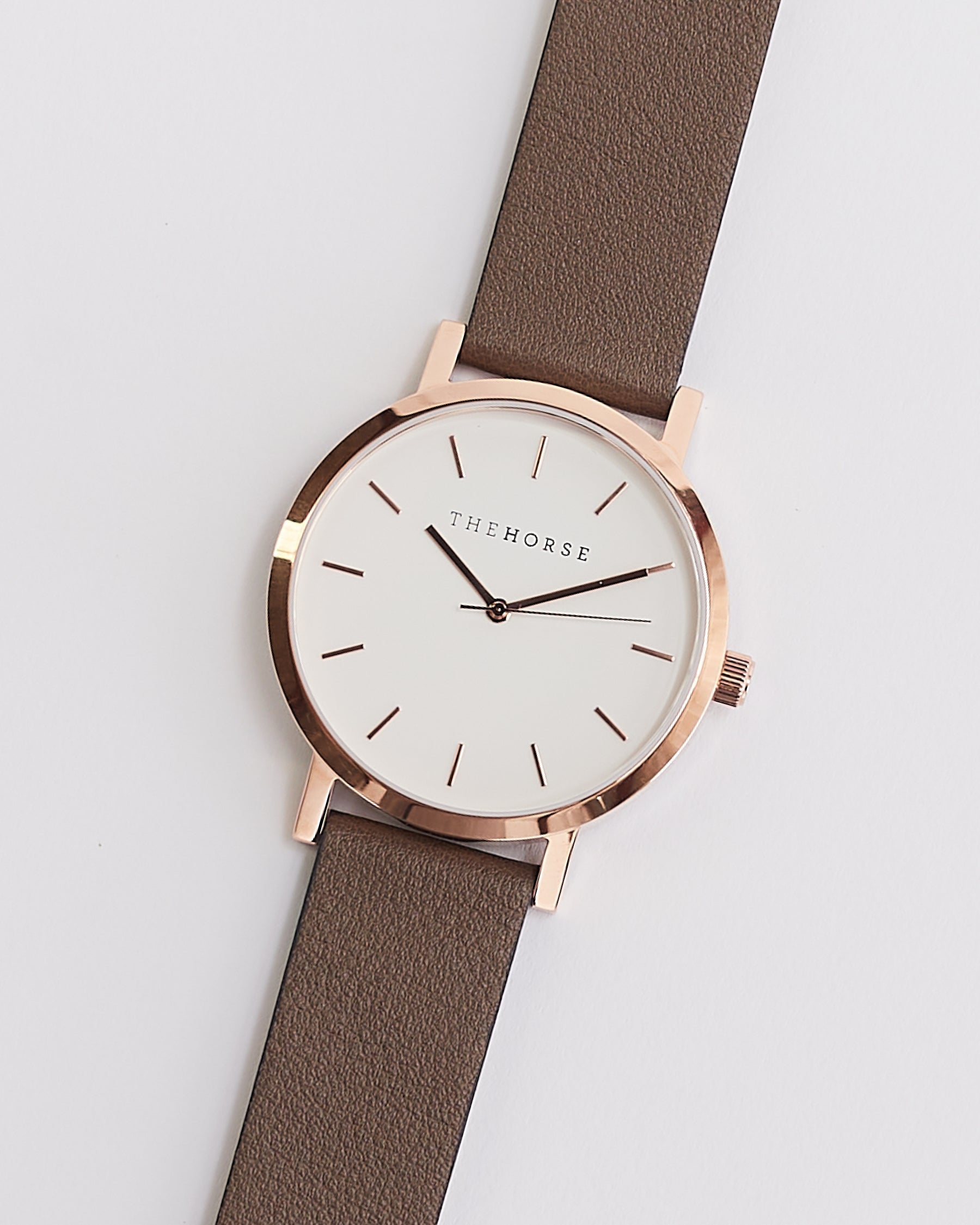 The Original: Polished Rose Gold / White Face / Taupe Leather