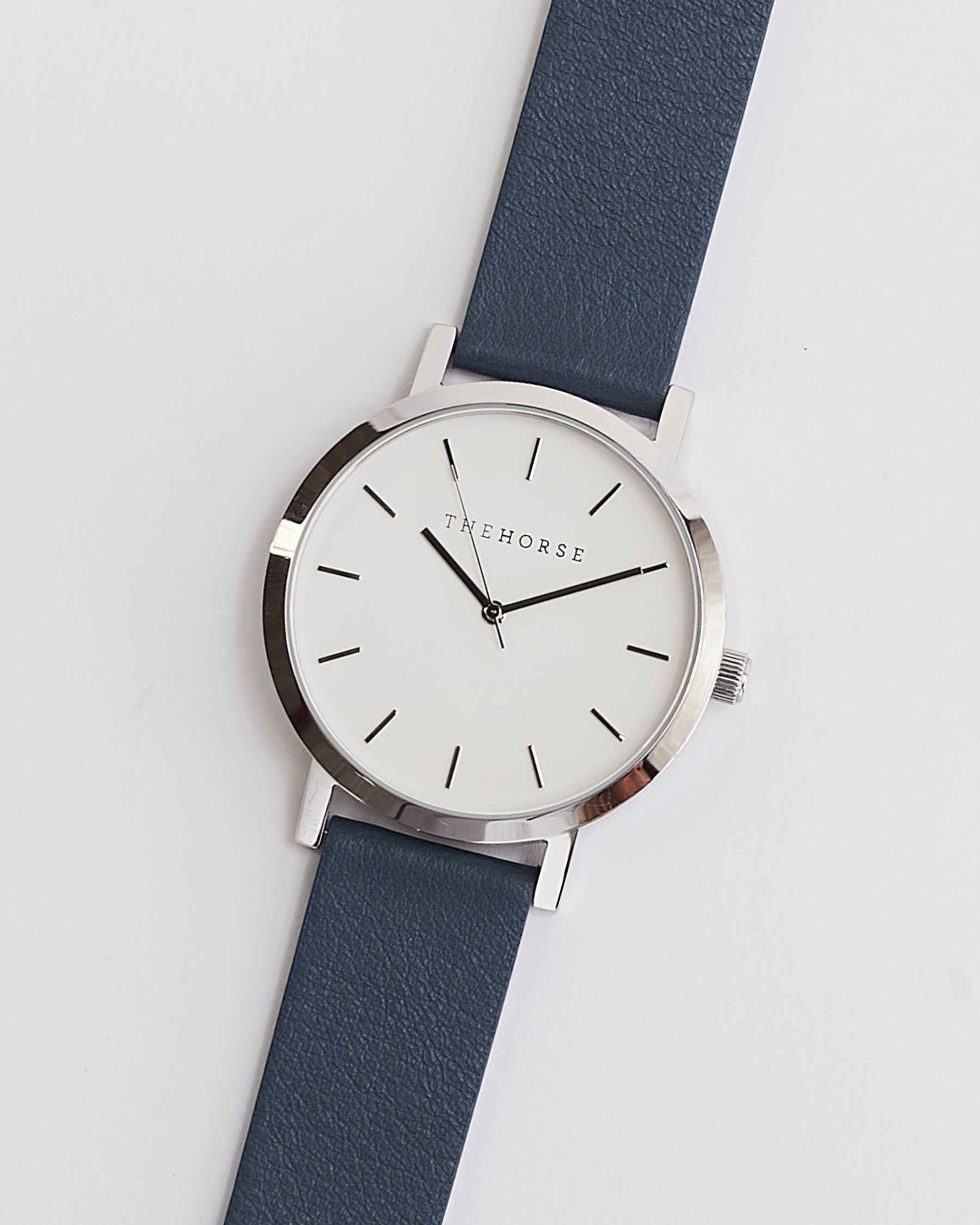 The Original: Polished Steel / White Face / Stonewash Leather