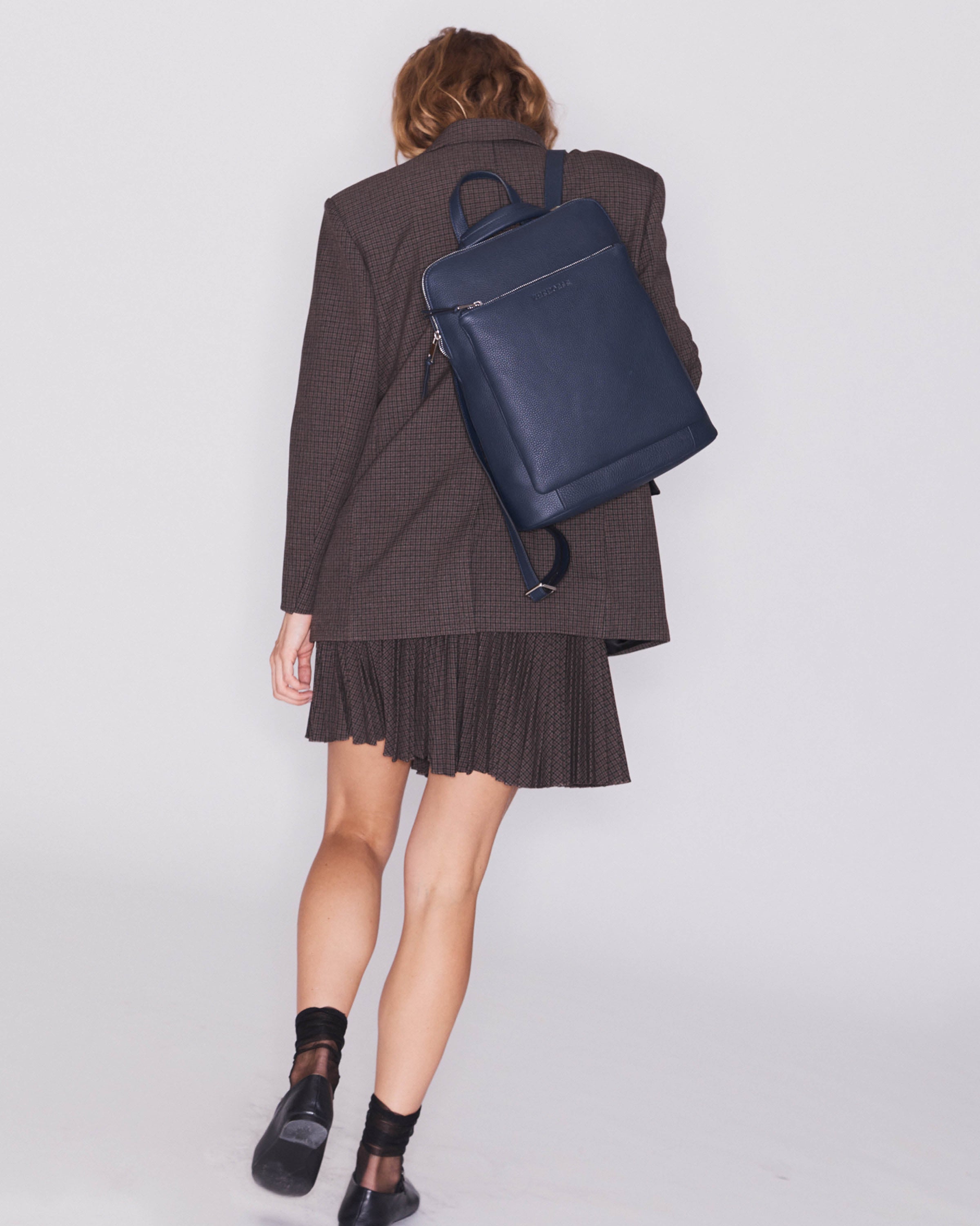 Backpack: Dark Navy Pebbled Leather