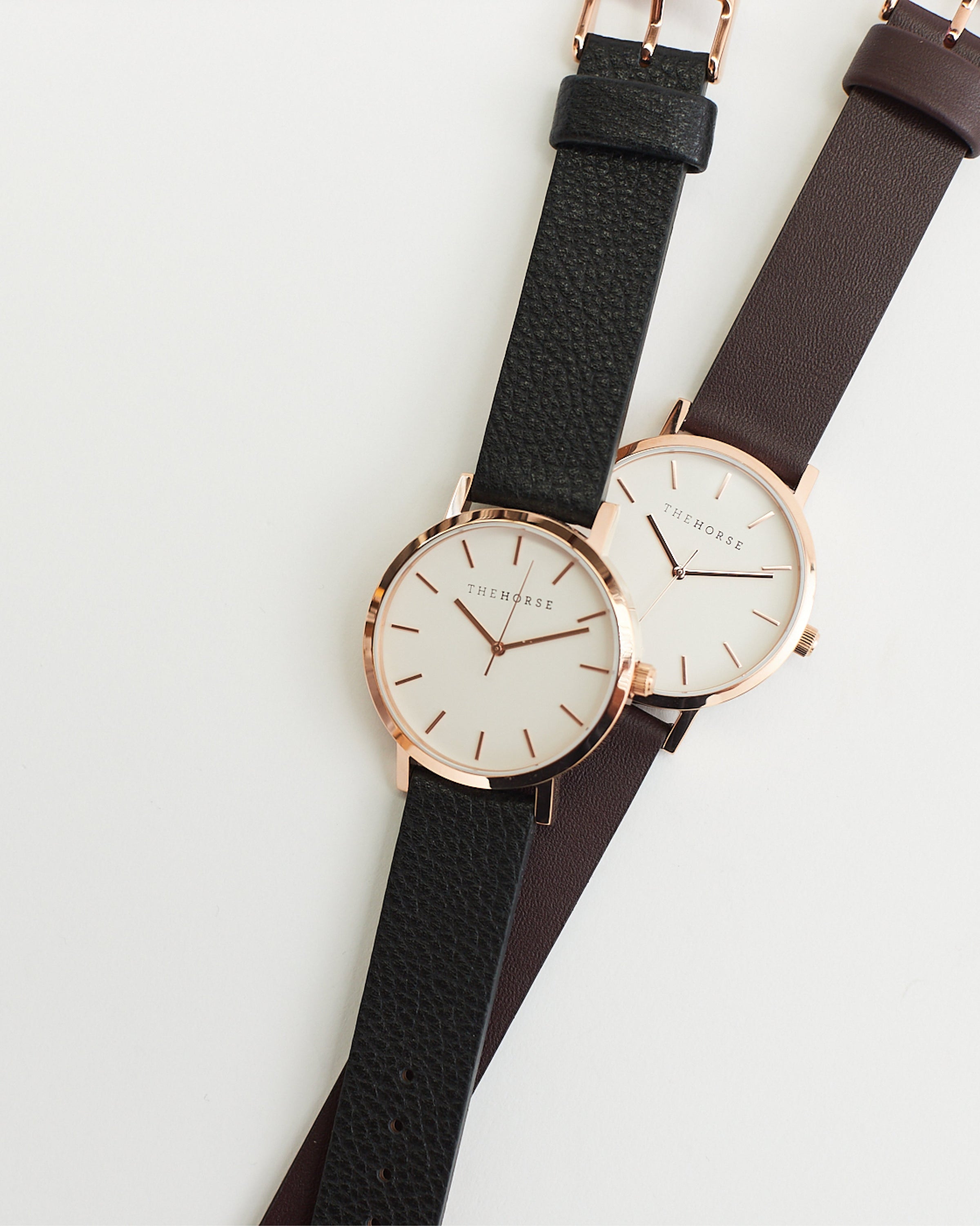 The Mini Original: Rose Gold Case / White Dial / Black Leather