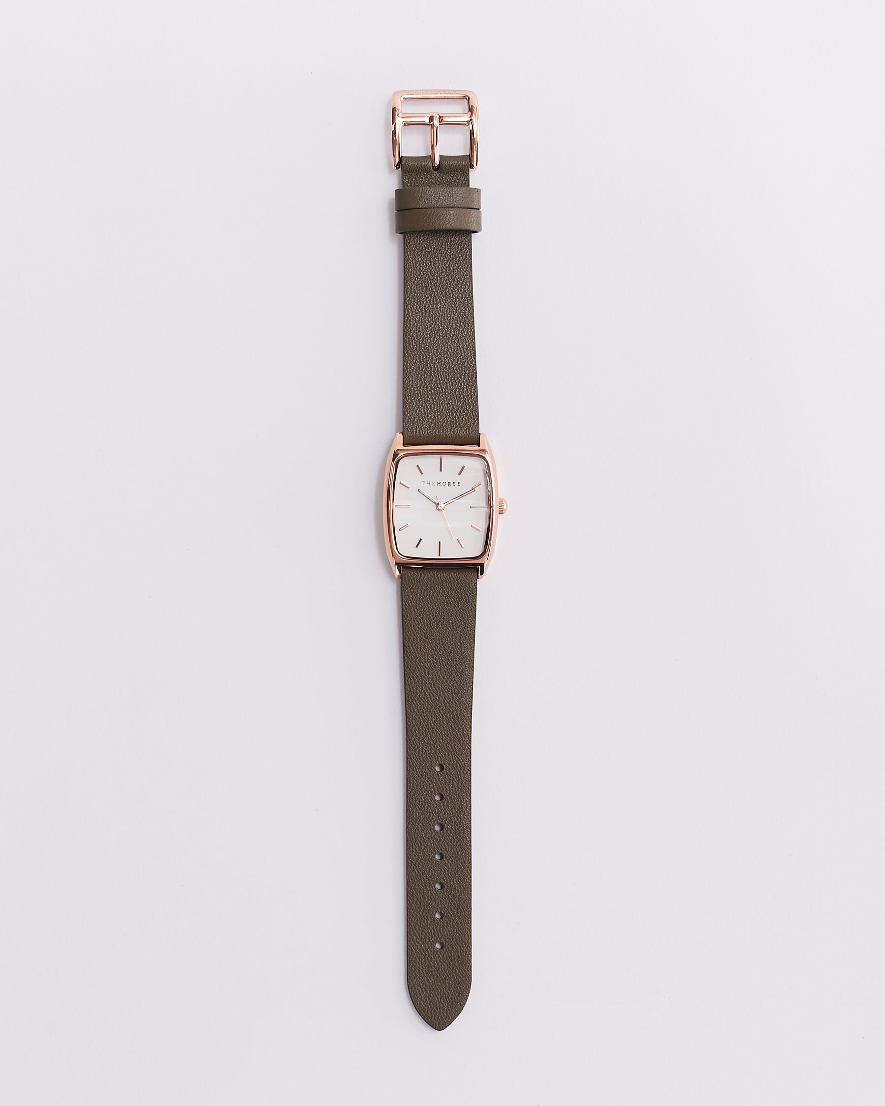 The Dress Watch: Rose Gold / White Dial / Olive Leather