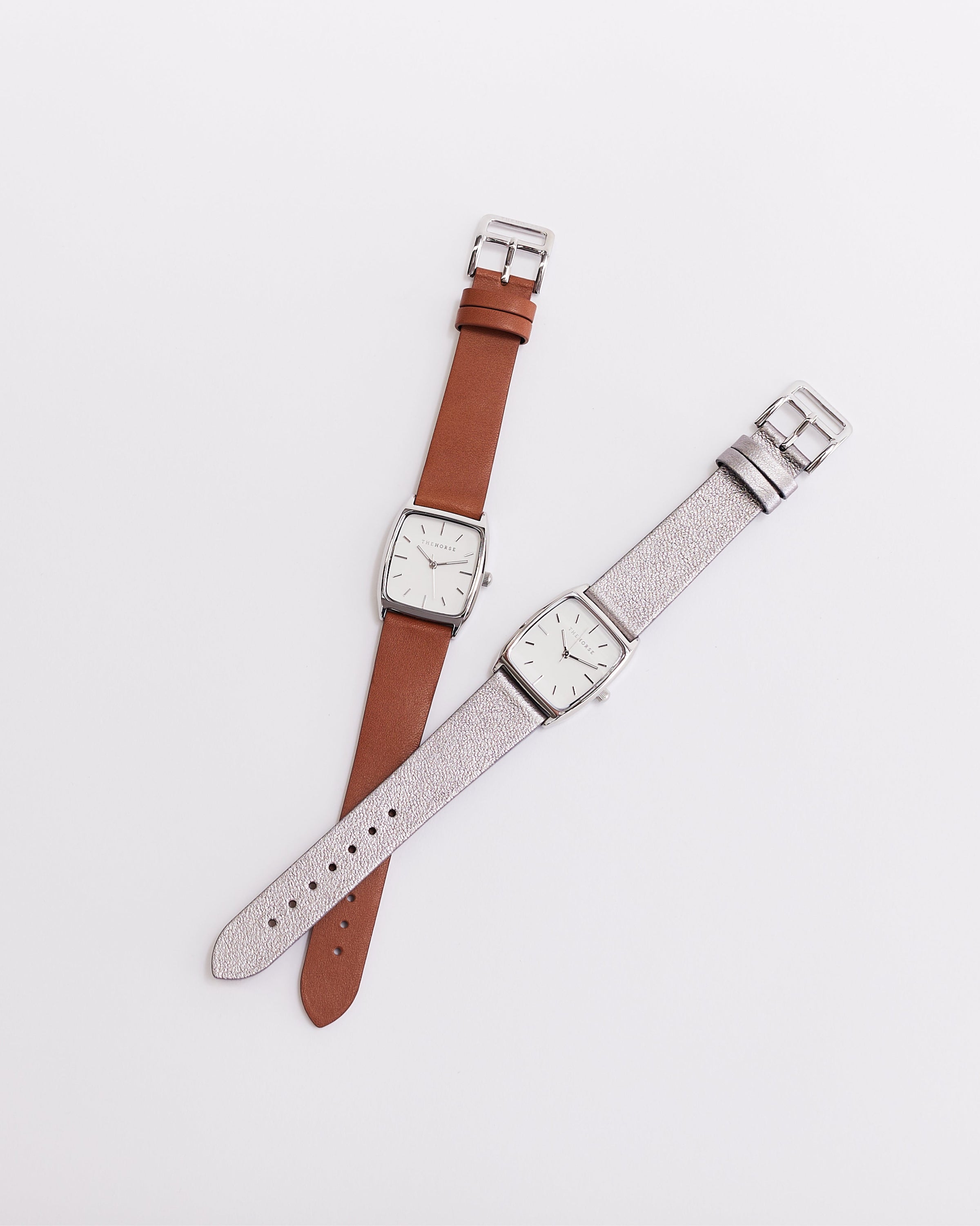 The Dress Watch: Polished Silver / White Dial / Silver Leather